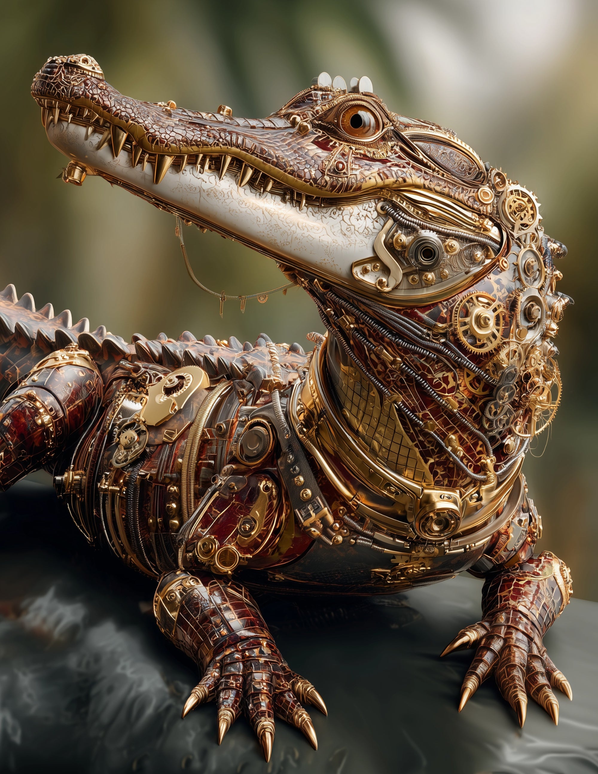 Alligator — Steampunk Art, Sunset Palette Digital Wall Art, 3 Sizes Included, Living Room Decor