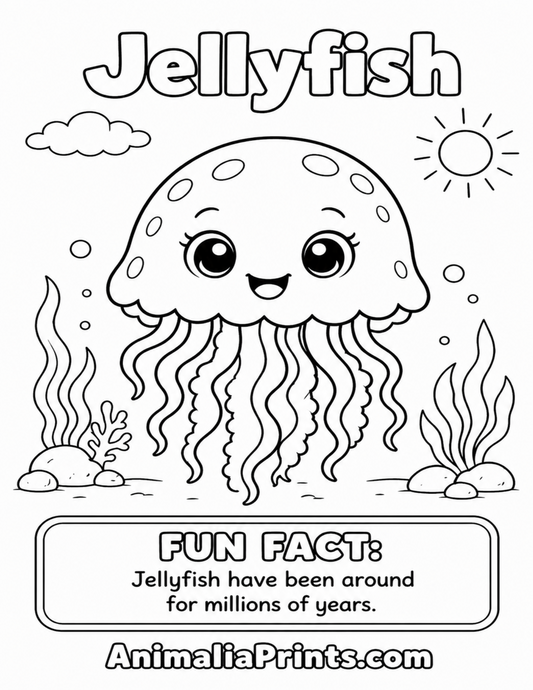 Cute Jellyfish — Free Coloring Page