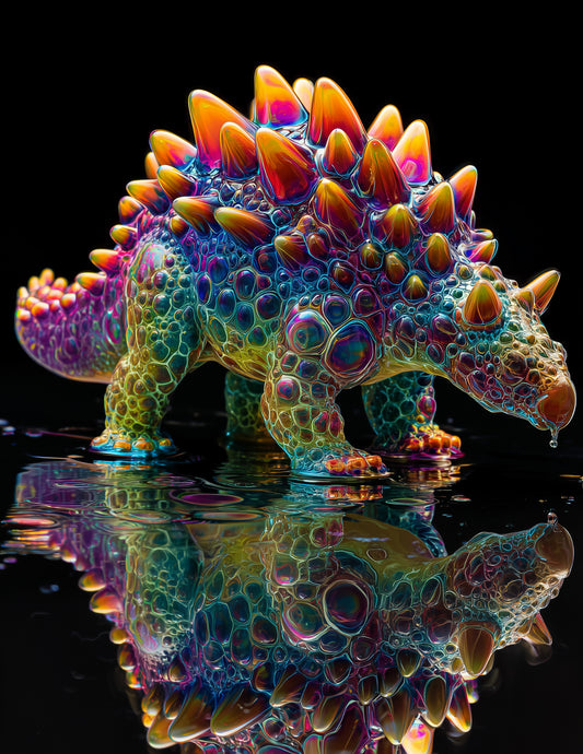 Ankylosaurus — Ferrofluid Art, Sunset Palette Digital Wall Art, 3 Sizes Included, Living Room Decor