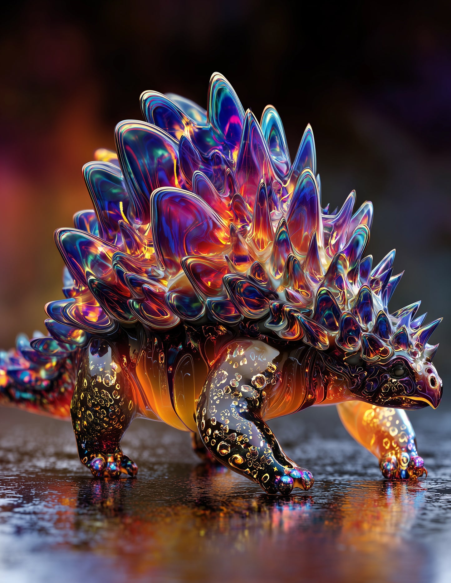 Ankylosaurus — Ferrofluid Art, Vibrant Palette Digital Wall Art, 3 Sizes Included, Living Room Decor