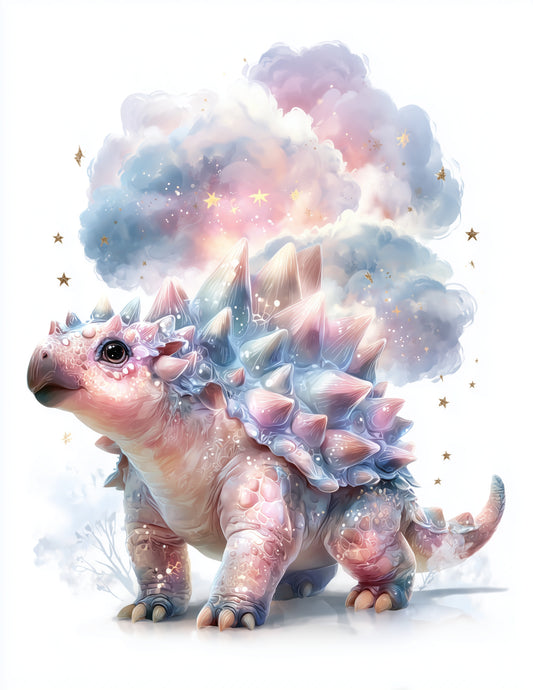 Ankylosaurus — Nursery Art, Gentle Hues Digital Wall Art, 3 Sizes Included, Nursery Decor
