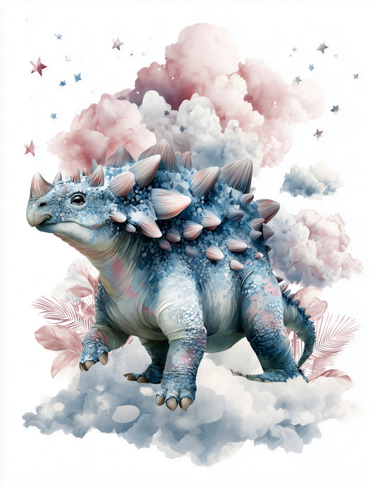 Ankylosaurus — Nursery Art, Pastel Hues Digital Wall Art, 3 Sizes Included, Nursery Decor