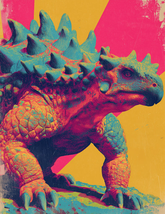 Ankylosaurus — Pop Art, Bold Tones Digital Wall Art, 3 Sizes Included, Living Room Decor