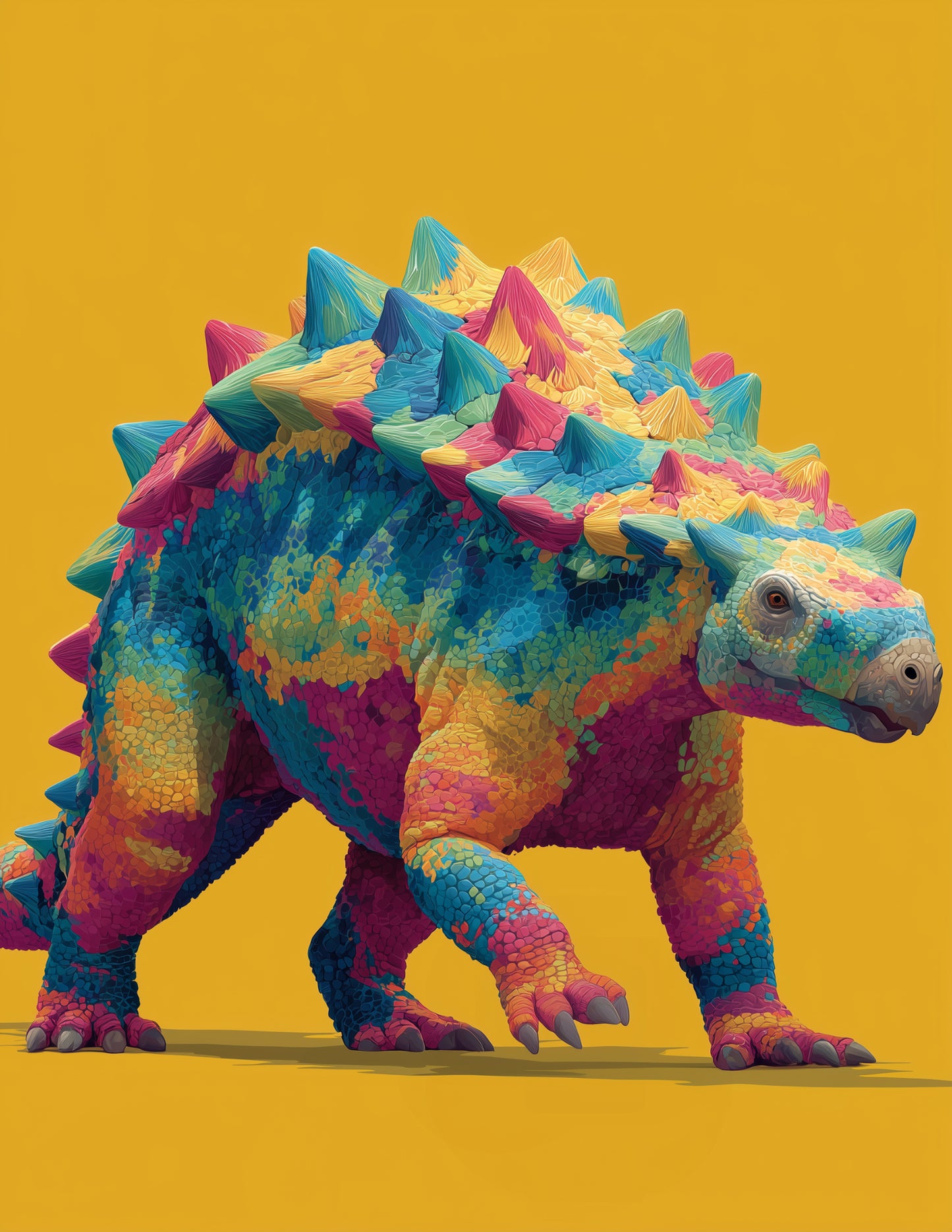 Ankylosaurus — Pop Art, Energetic Tones Digital Wall Art, 3 Sizes Included, Living Room Decor