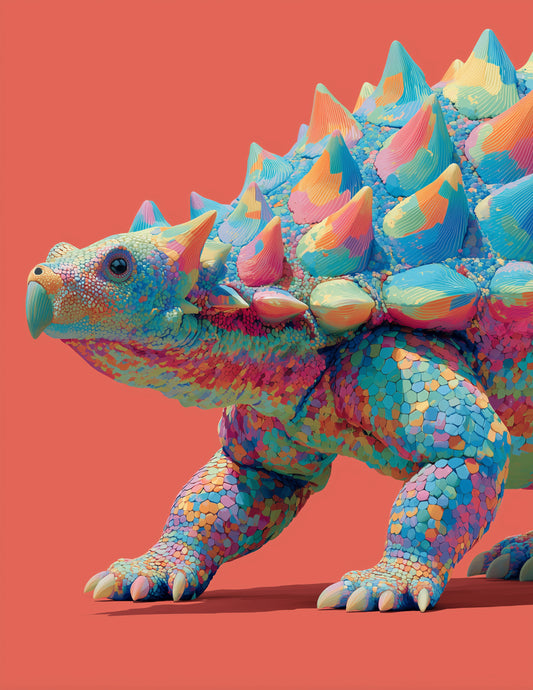 Ankylosaurus — Pop Art, Saturated Palette Digital Wall Art, 3 Sizes Included, Living Room Decor
