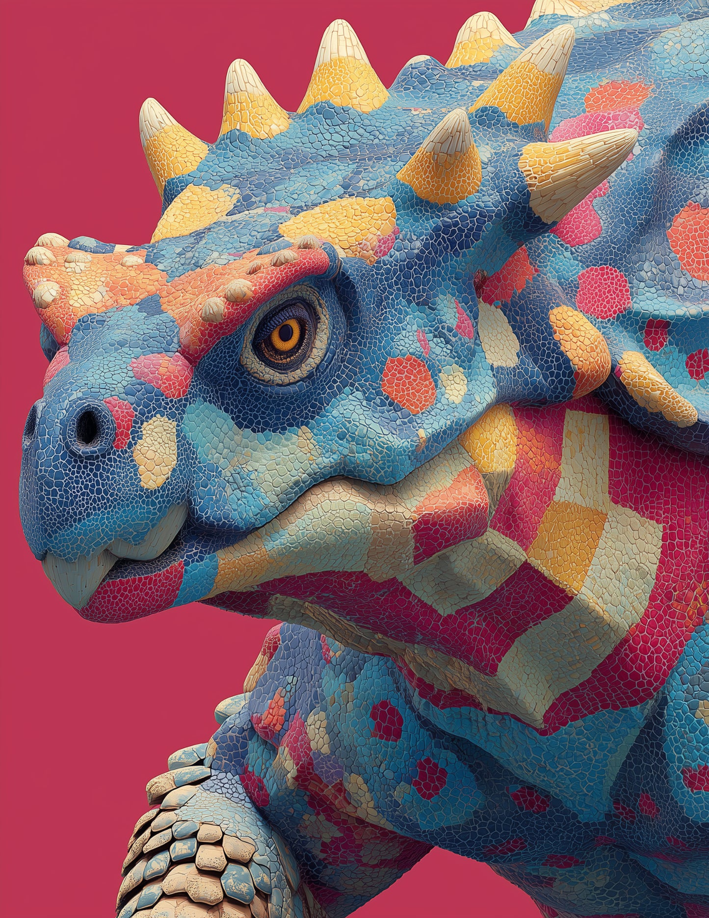 Ankylosaurus — Pop Art, Vibrant Palette Digital Wall Art, 3 Sizes Included, Living Room Decor