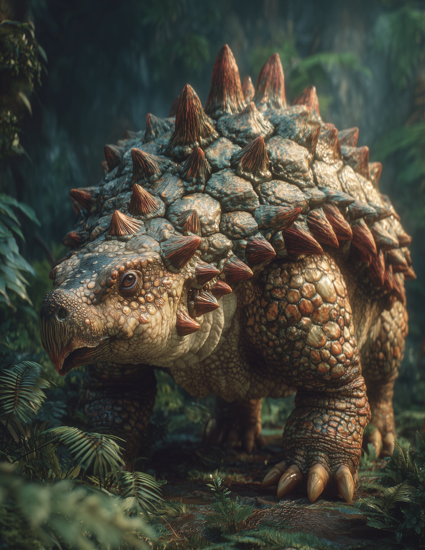 Ankylosaurus — Realistic Art, Forest Tones Digital Wall Art, 3 Sizes Included, Living Room Decor