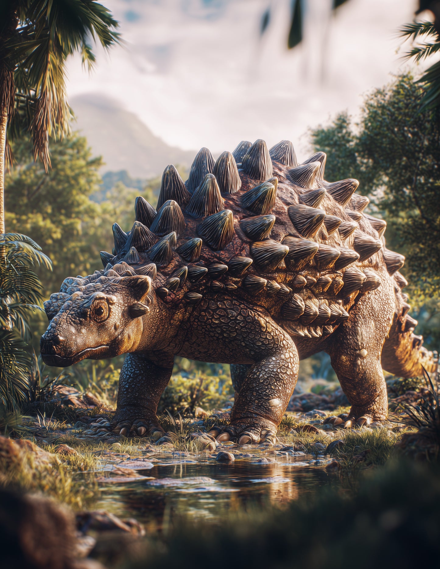 Ankylosaurus — Realistic Art, Warm Tones Digital Wall Art, 3 Sizes Included, Living Room Decor