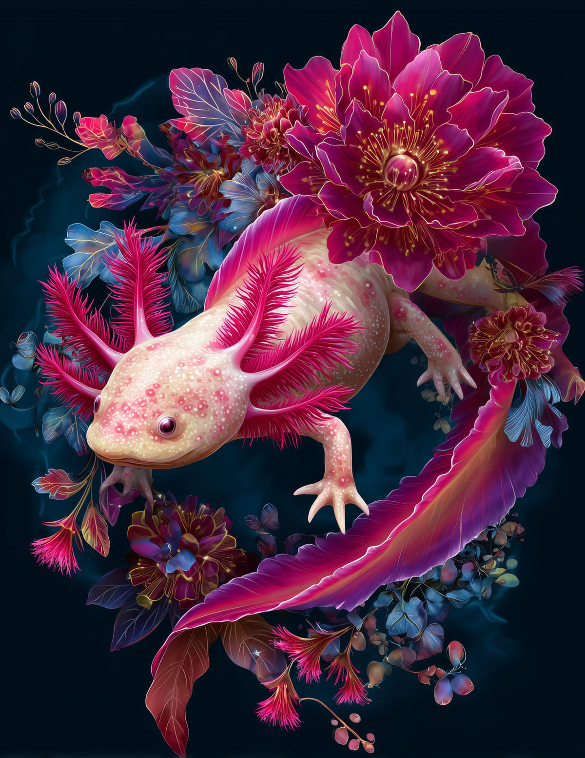 Axolotl — Boho Art, Sunset Tones Digital Wall Art, 3 Sizes Included, Living Room Decor