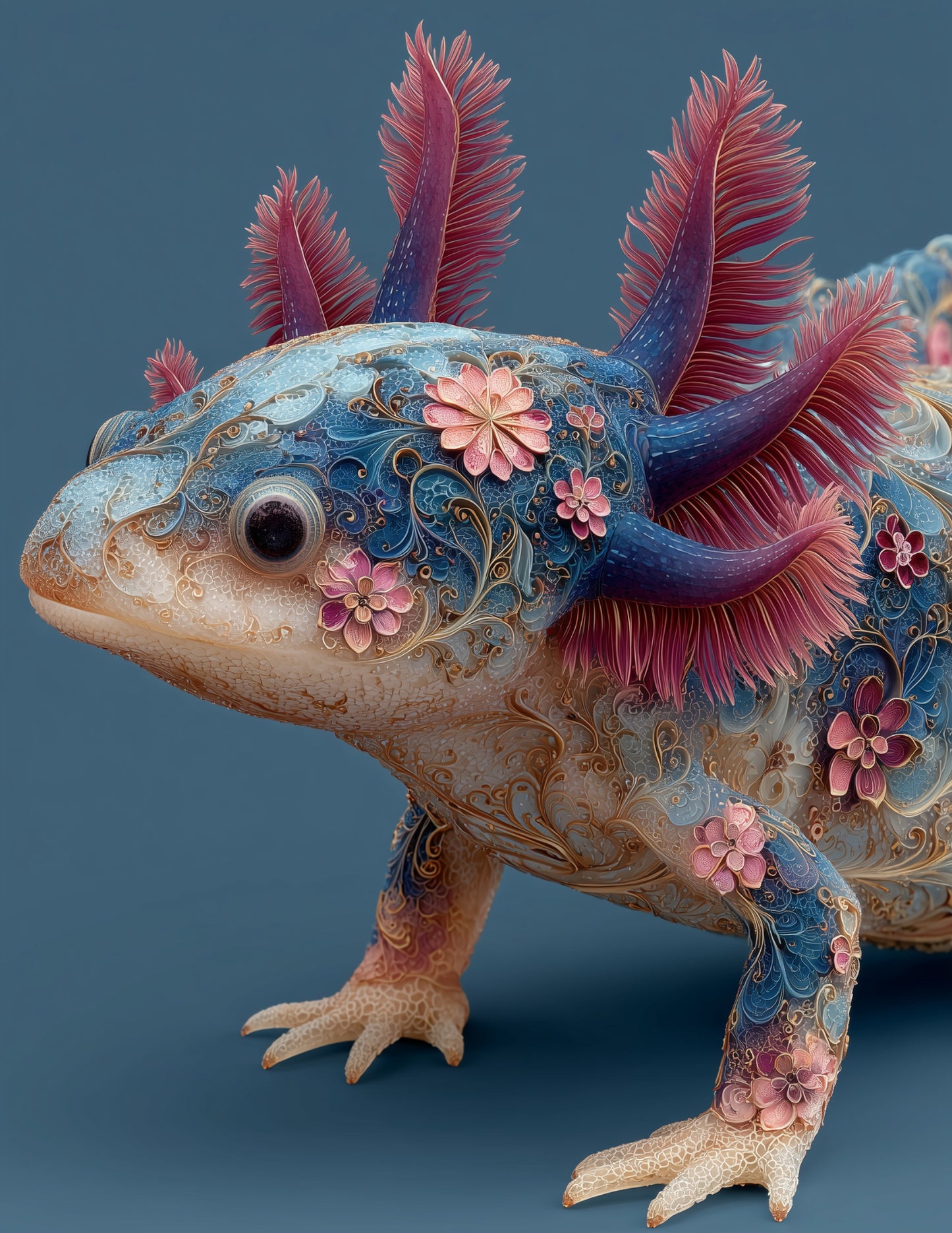 Axolotl — Fractal Filigree Art, Calm Hues Digital Wall Art, 3 Sizes Included, Living Room Decor