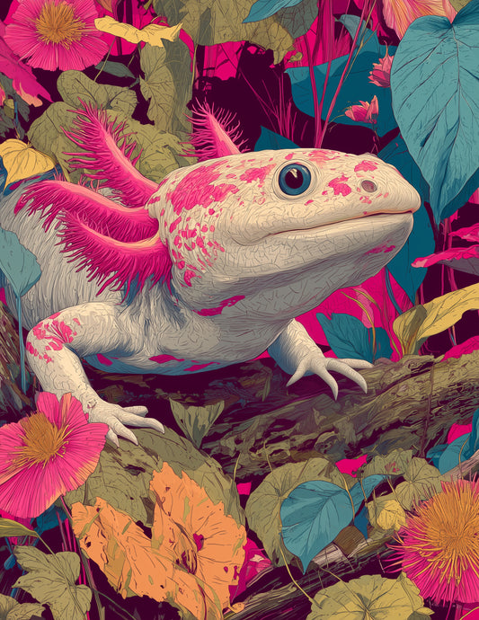 Axolotl — Pop Art, Bold Contrast Digital Wall Art, 3 Sizes Included, Living Room Decor