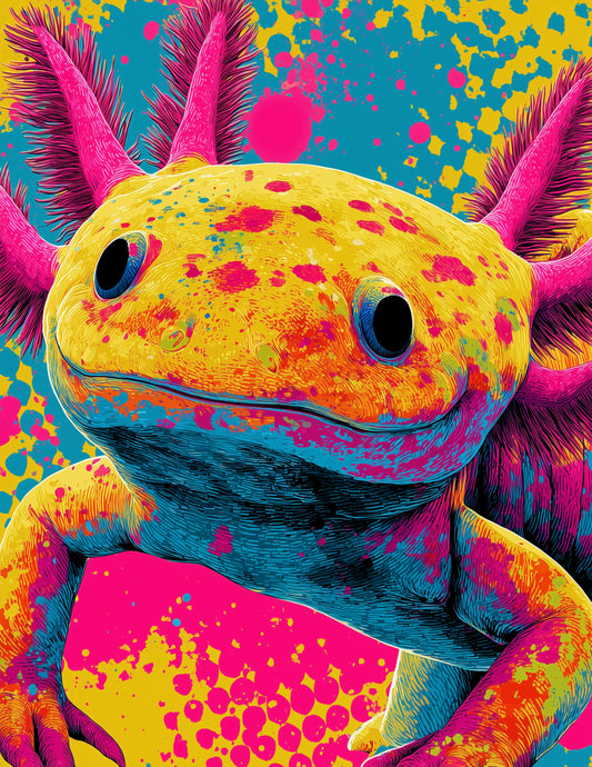 Axolotl — Pop Art, Sapphire Gradients Digital Wall Art, 3 Sizes Included, Living Room Decor