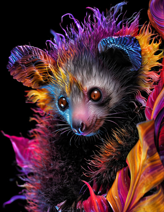 Aye-Aye — Ferrofluid Art, Bold Tones Digital Wall Art, 3 Sizes Included, Living Room Decor