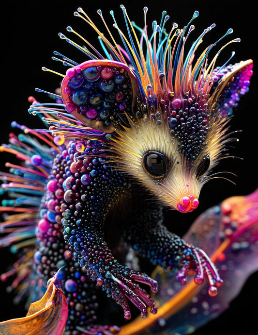 Aye-Aye — Ferrofluid Art, Vibrant Palette Digital Wall Art, 3 Sizes Included, Living Room Decor