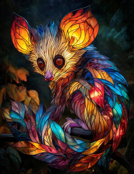 Aye-Aye — Stained Glass Art, Bold Contrast Digital Wall Art, 3 Sizes Included, Living Room Decor
