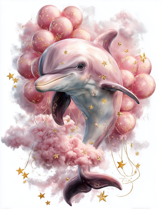 Dolphin — Nursery Art, Gentle Stars Digital Wall Art, 3 Sizes Included, Nursery Decor