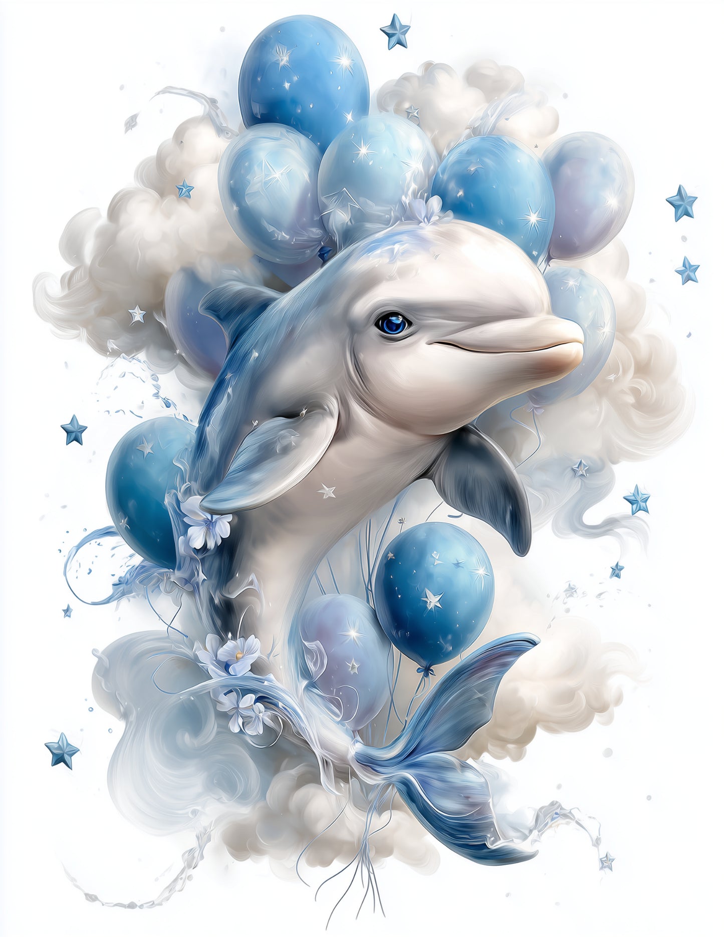 Dolphin — Nursery Art, Ocean Pastels Digital Wall Art, 3 Sizes Included, Nursery Decor