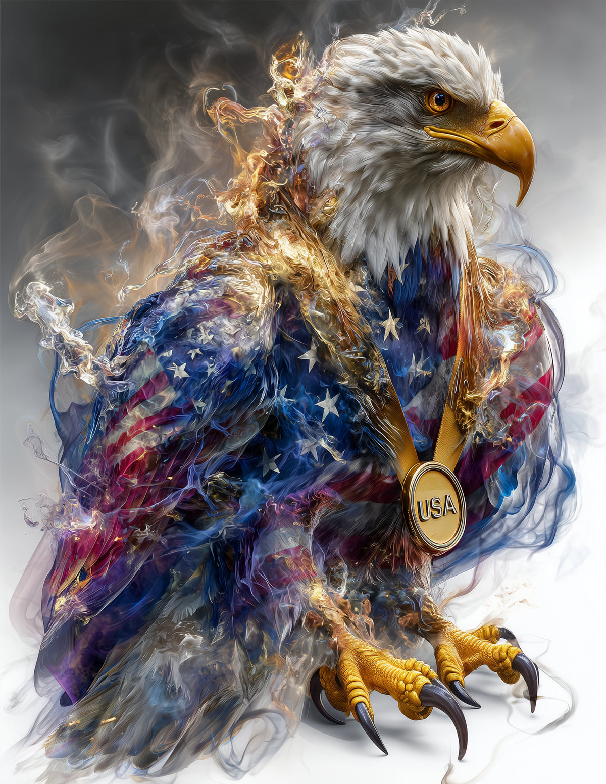 Bald Eagle — Double Exposure Personalized Art, Balanced Tones Digital Wall Art, 3 Sizes Included, Living Room Decor