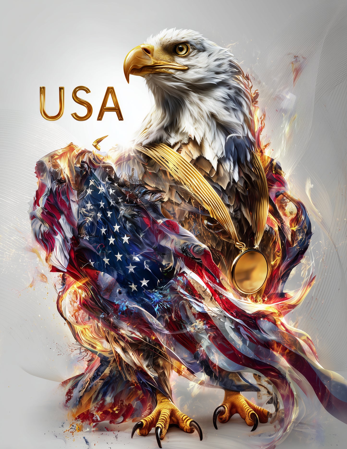 Bald Eagle — Double Exposure Personalized Art, Bold Contrast Digital Wall Art, 3 Sizes Included, Living Room Decor