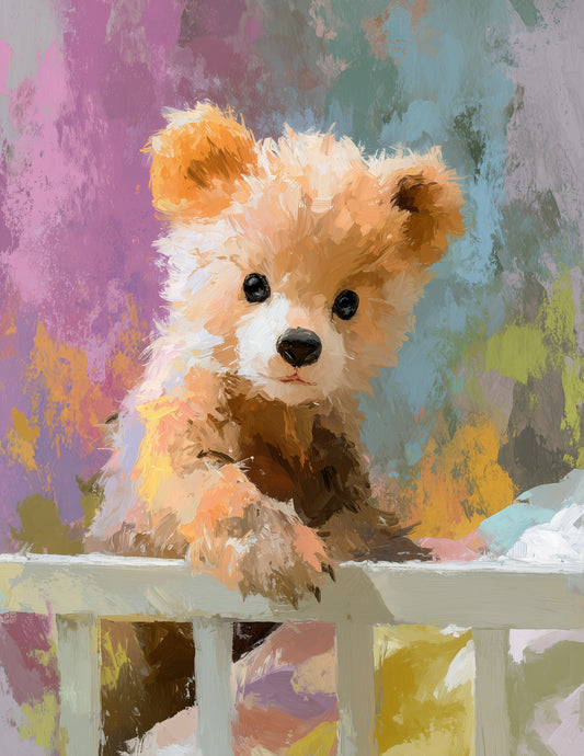 Bear — Nursery Art, Warm Pastels Digital Wall Art, 3 Sizes Included, Nursery Decor