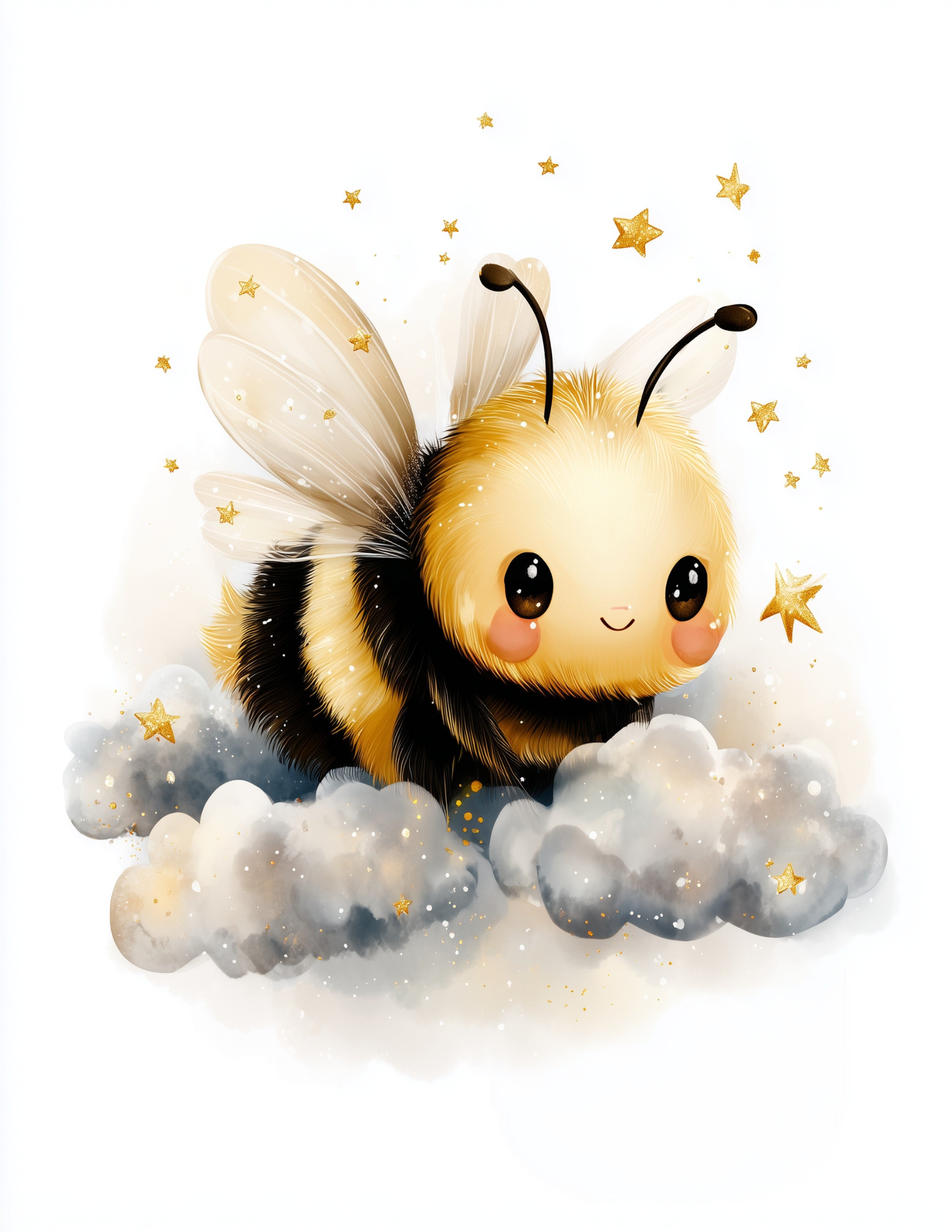 Bee — Nursery Art, Calm Gradients Digital Wall Art, 3 Sizes Included, Nursery Decor