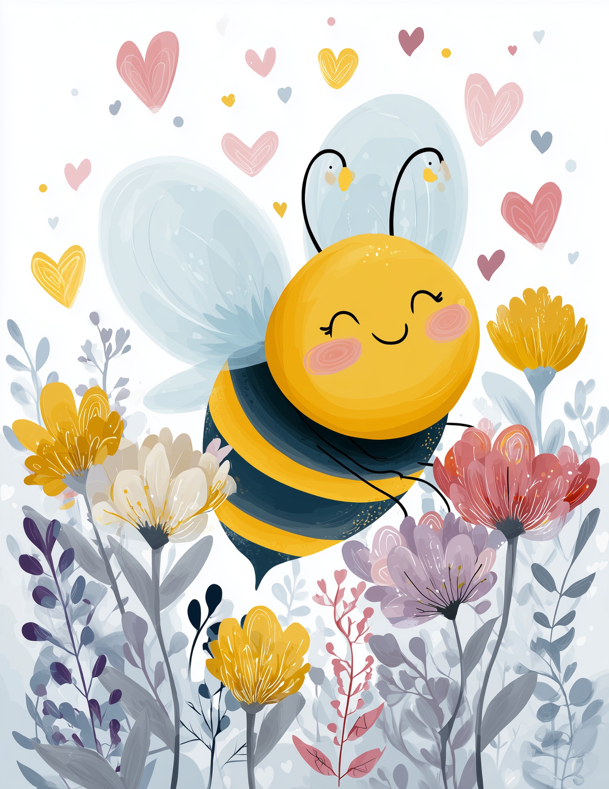 Bee — Nursery Art, Sunset Tones Digital Wall Art, 3 Sizes Included, Nursery Decor