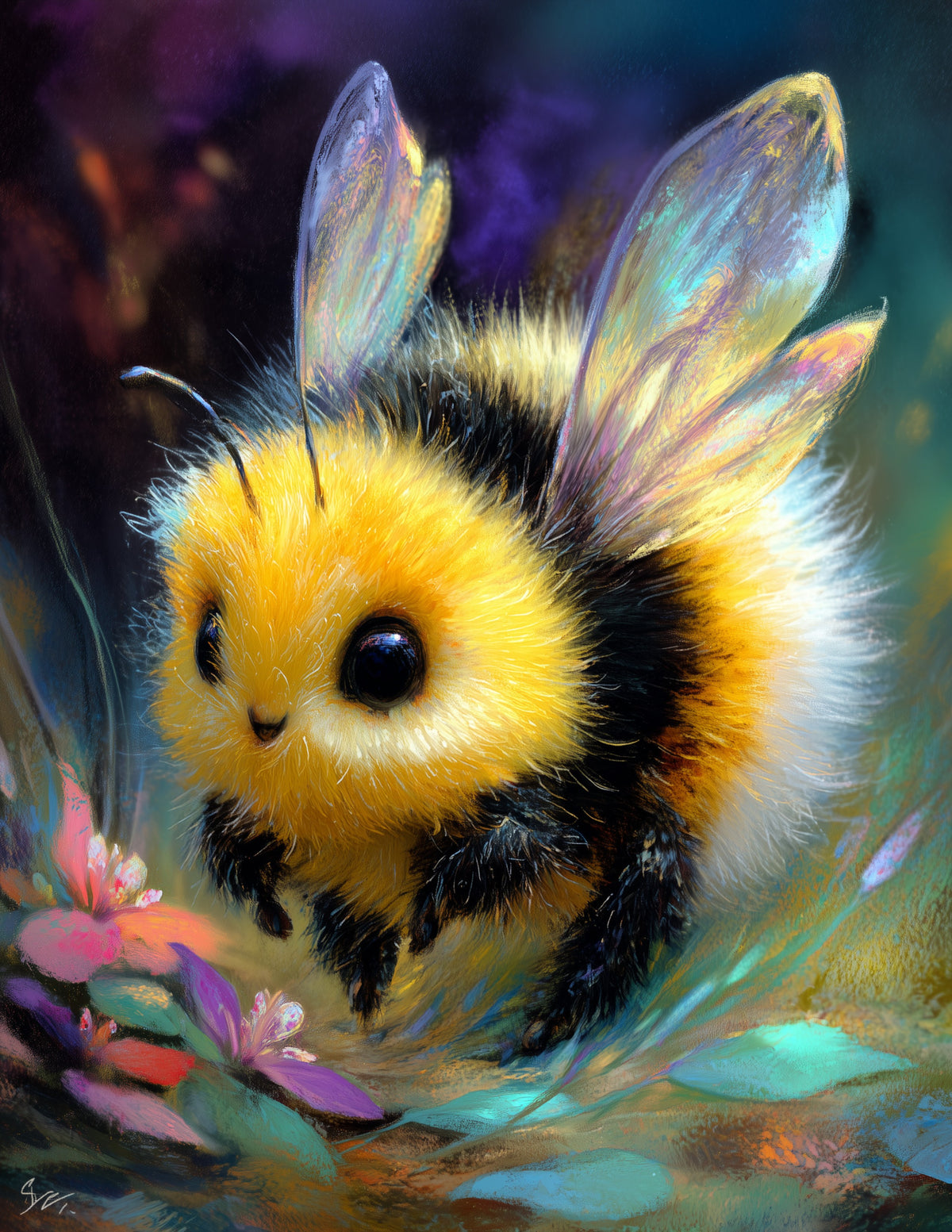 Bee — Nursery Art, Vibrant Pastels Digital Wall Art, 3 Sizes Included, Nursery Decor