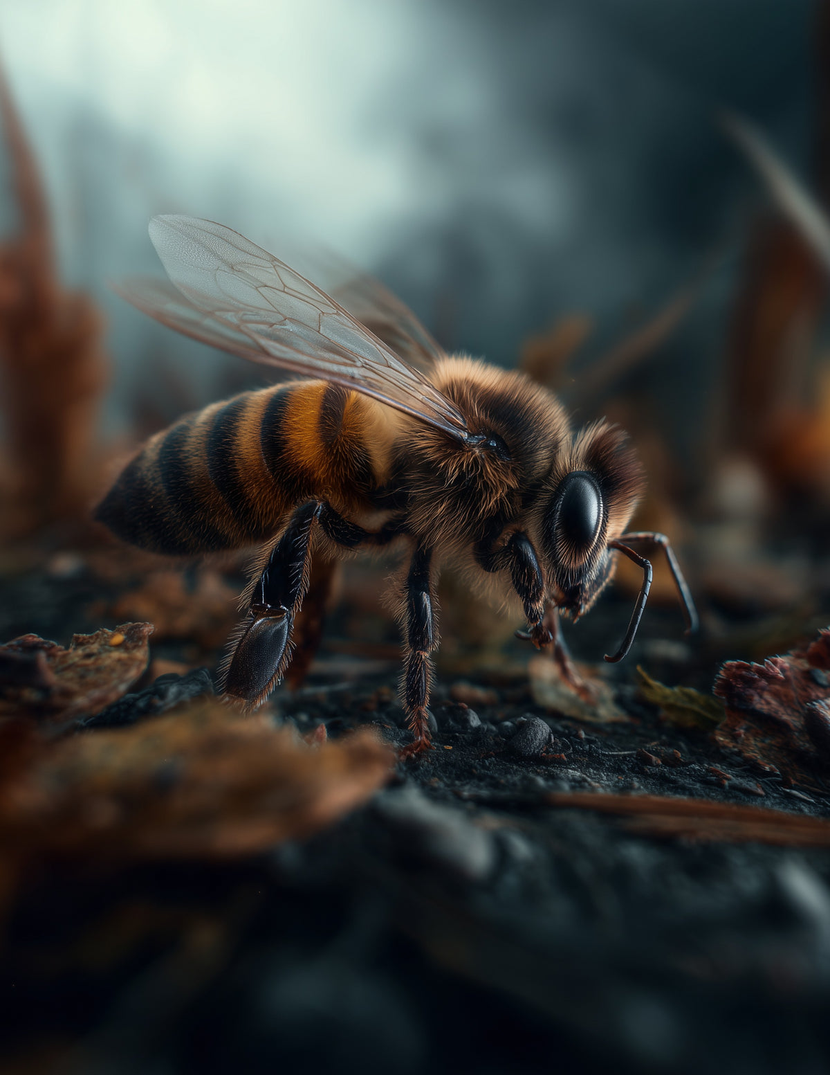 Bee — Realistic Art, Calm Gradients Digital Wall Art, 3 Sizes Included, Living Room Decor