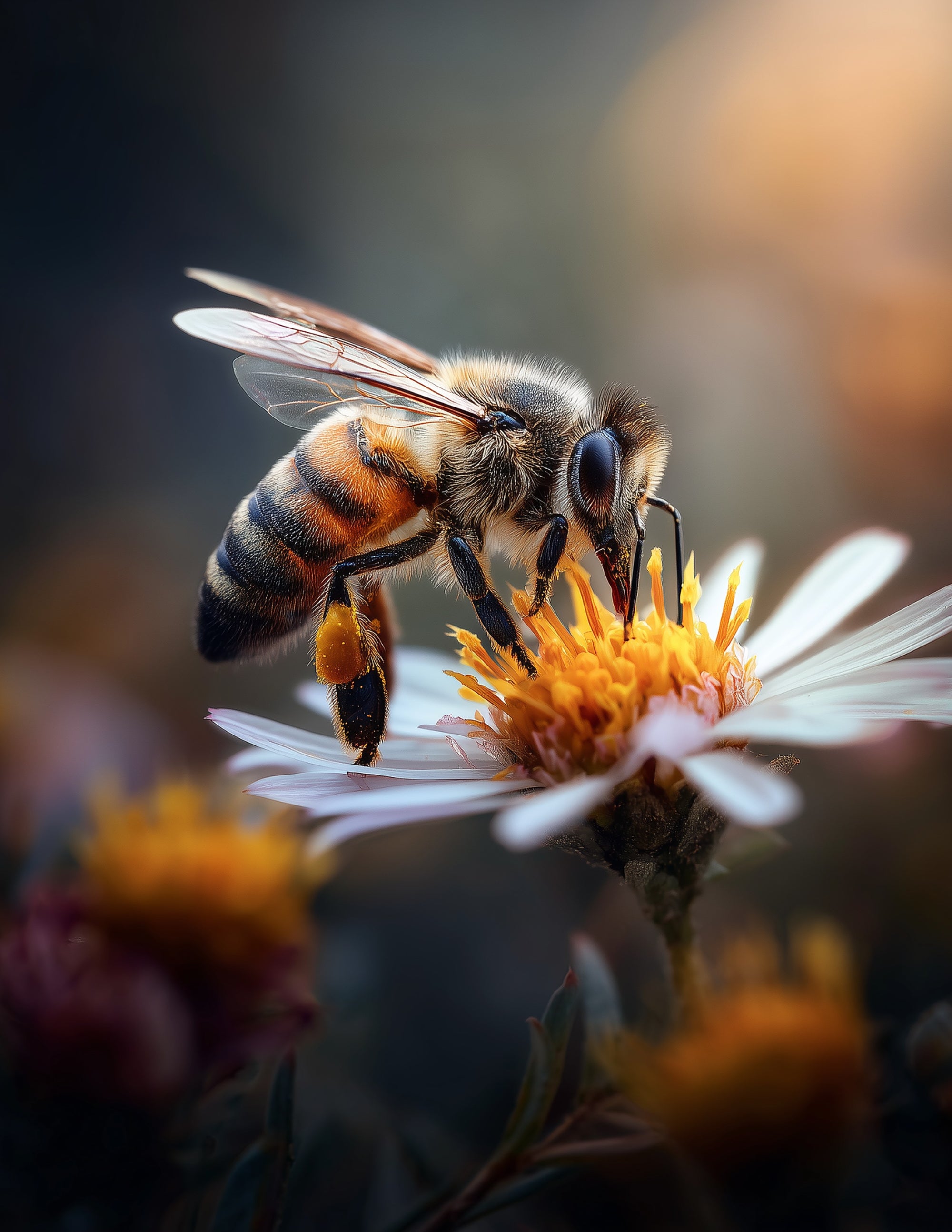 Bee — Realistic Art, Vibrant Palette Digital Wall Art, 3 Sizes Included, Living Room Decor