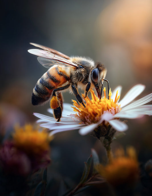 Bee — Realistic Art, Vibrant Palette Digital Wall Art, 3 Sizes Included, Living Room Decor