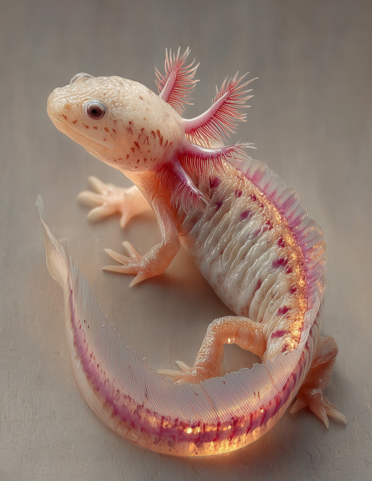 Blanco Blind Salamander Realistic Art, Coral Glow Digital Wall Art, 3 Sizes Included, Living Room Decor