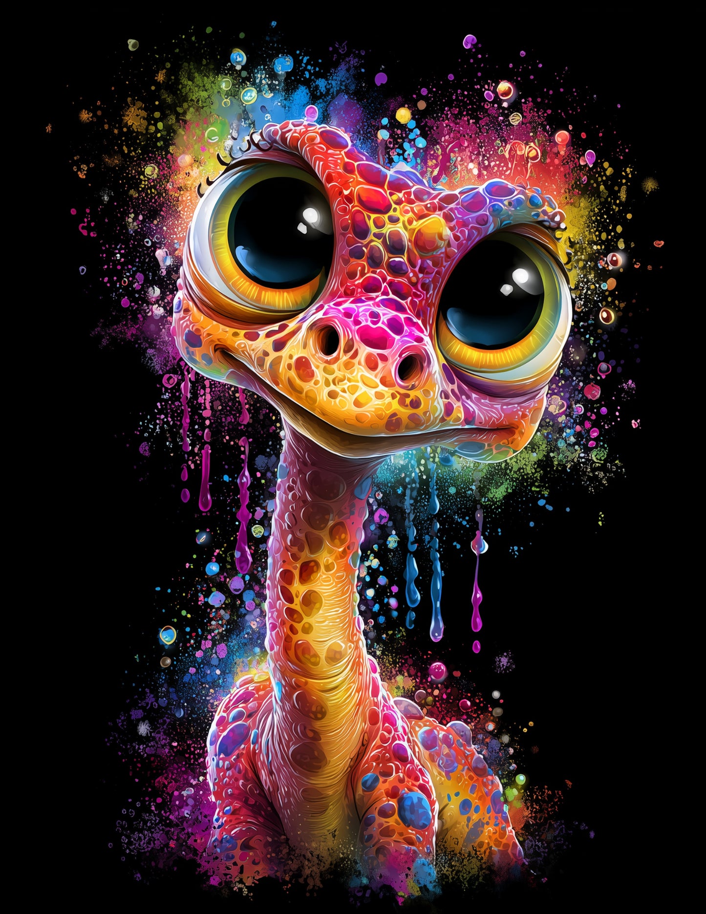 Brachiosaurus — Cute Cartoon Art, Bold Tones Digital Wall Art, 3 Sizes Included, Nursery Decor