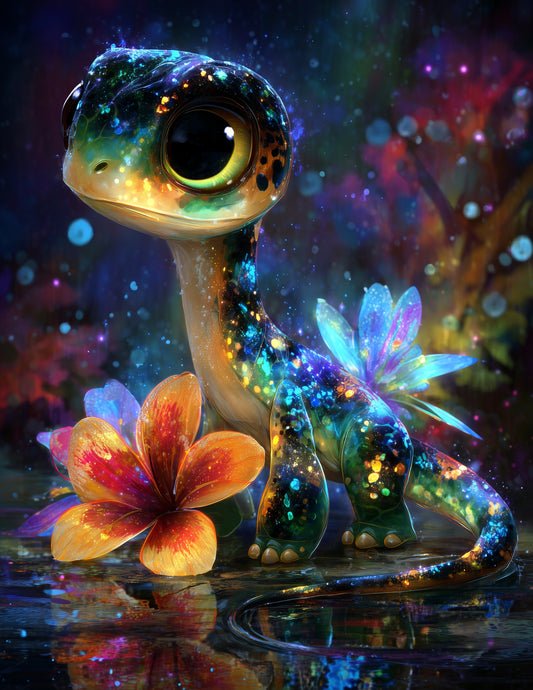 Brachiosaurus — Cute Cartoon Art, Dreamy Colors Digital Wall Art, 3 Sizes Included, Nursery Decor