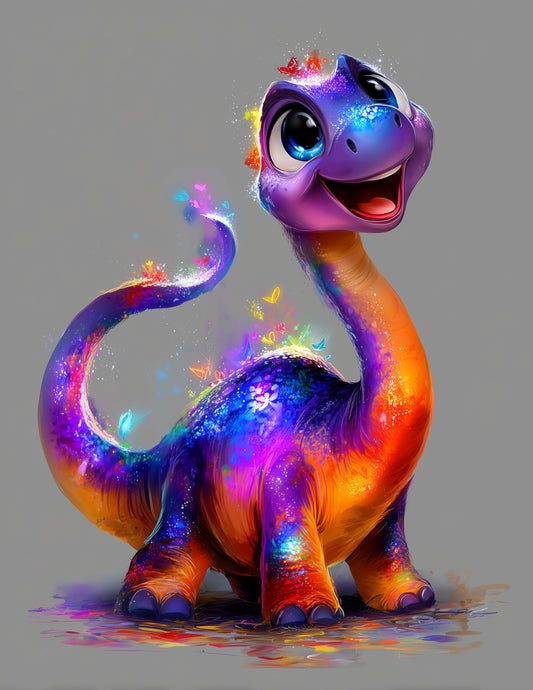 Brachiosaurus — Cute Cartoon Art, Serene Colors Digital Wall Art, 3 Sizes Included, Nursery Decor