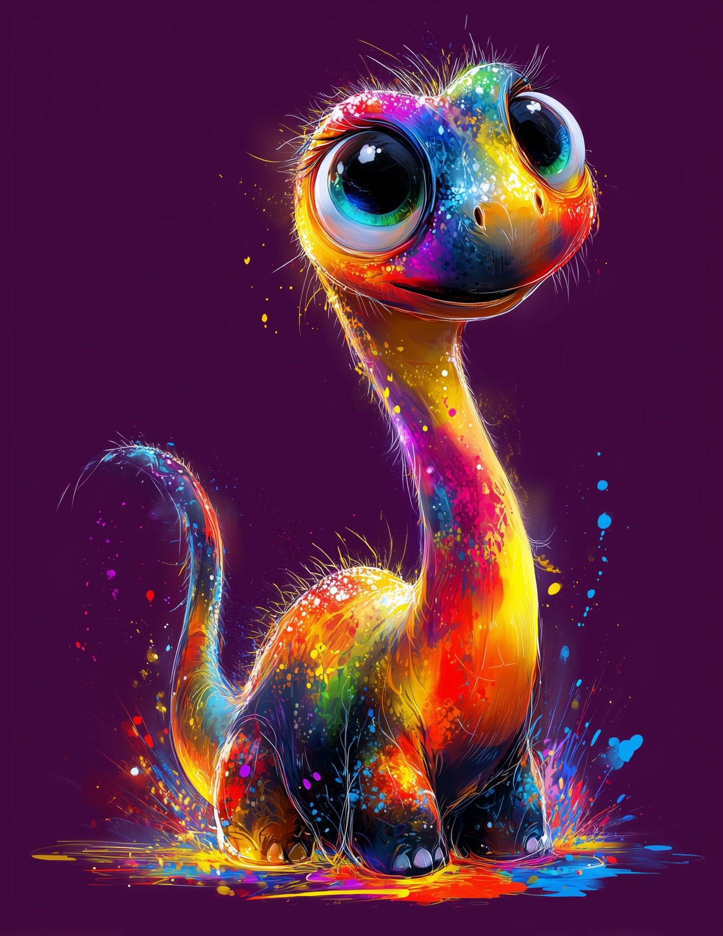 Brachiosaurus — Cute Cartoon Art, Soft Pastels Digital Wall Art, 3 Sizes Included, Nursery Decor