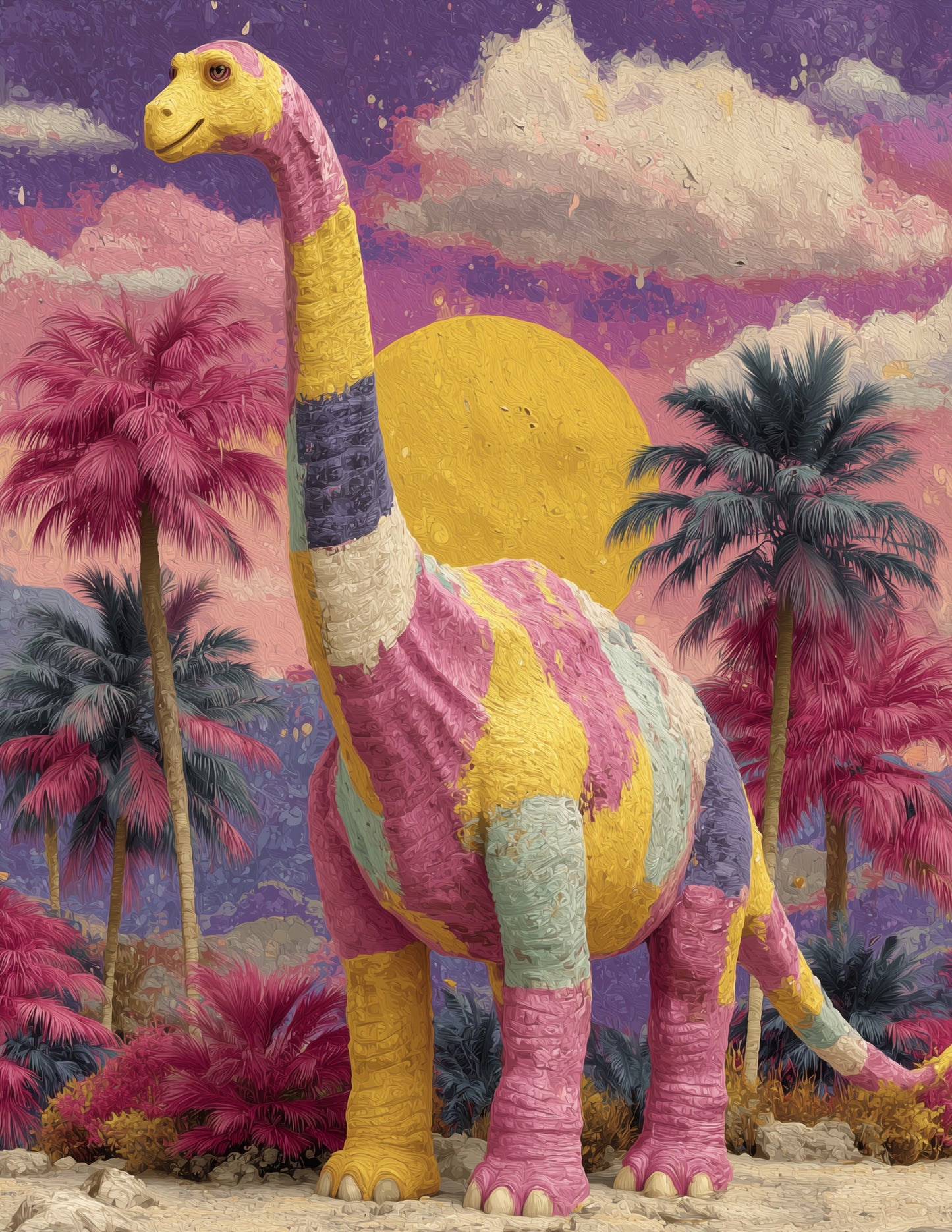 Brachiosaurus — Nursery Art, Vibrant Palette Digital Wall Art, 3 Sizes Included, Nursery Decor