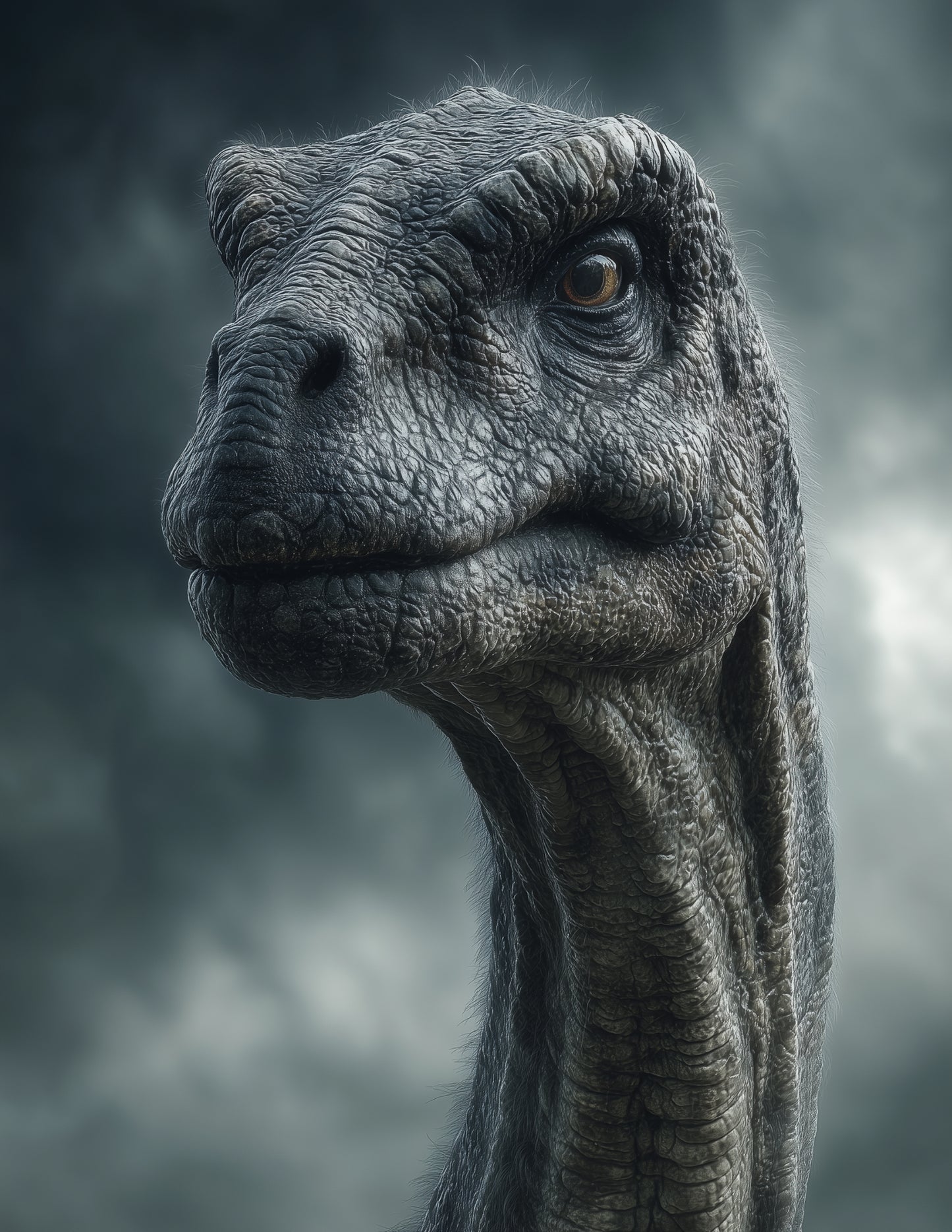 Brachiosaurus — Realistic Art, Amber Tones Digital Wall Art, 3 Sizes Included, Living Room Decor