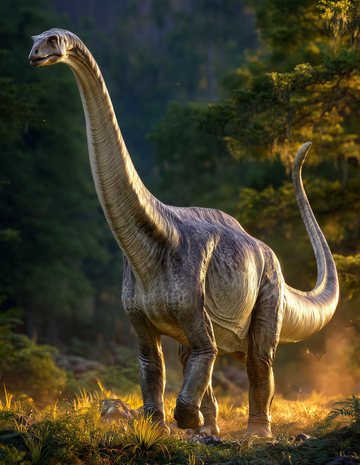 Brachiosaurus — Realistic Art, Midnight Tones Digital Wall Art, 3 Sizes Included, Living Room Decor