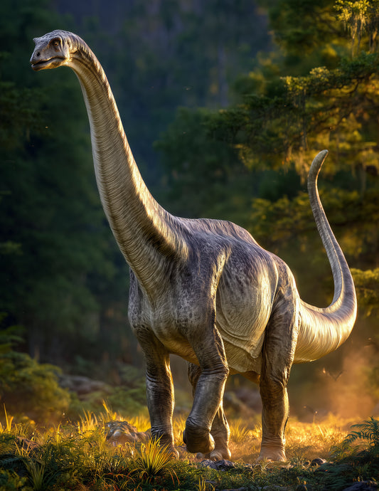 Brachiosaurus — Realistic Art, Midnight Tones Digital Wall Art, 3 Sizes Included, Living Room Decor