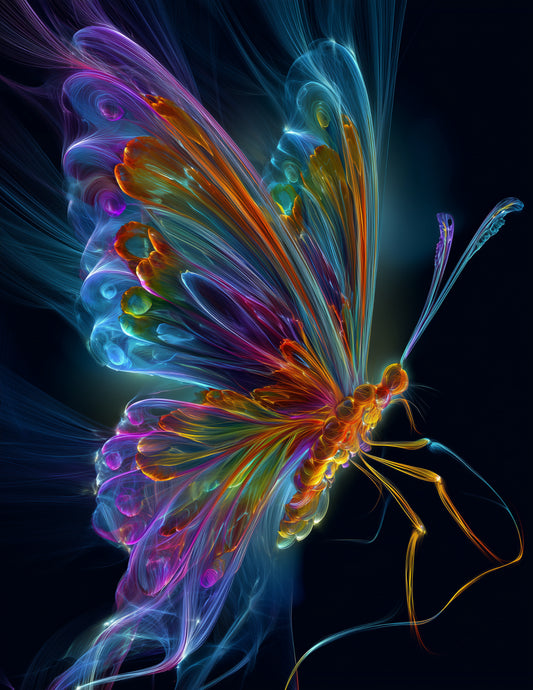 Butterfly — Chromatic Filament Art, Layered Hues Digital Wall Art, 3 Sizes Included, Living Room Decor