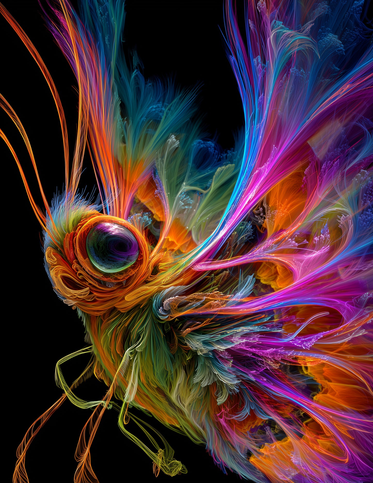 Butterfly — Chromatic Filament Art, Refined Detail Digital Wall Art, 3 Sizes Included, Living Room Decor