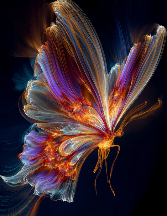Butterfly — Chromatic Filament Art, Soft Gradients Digital Wall Art, 3 Sizes Included, Living Room Decor