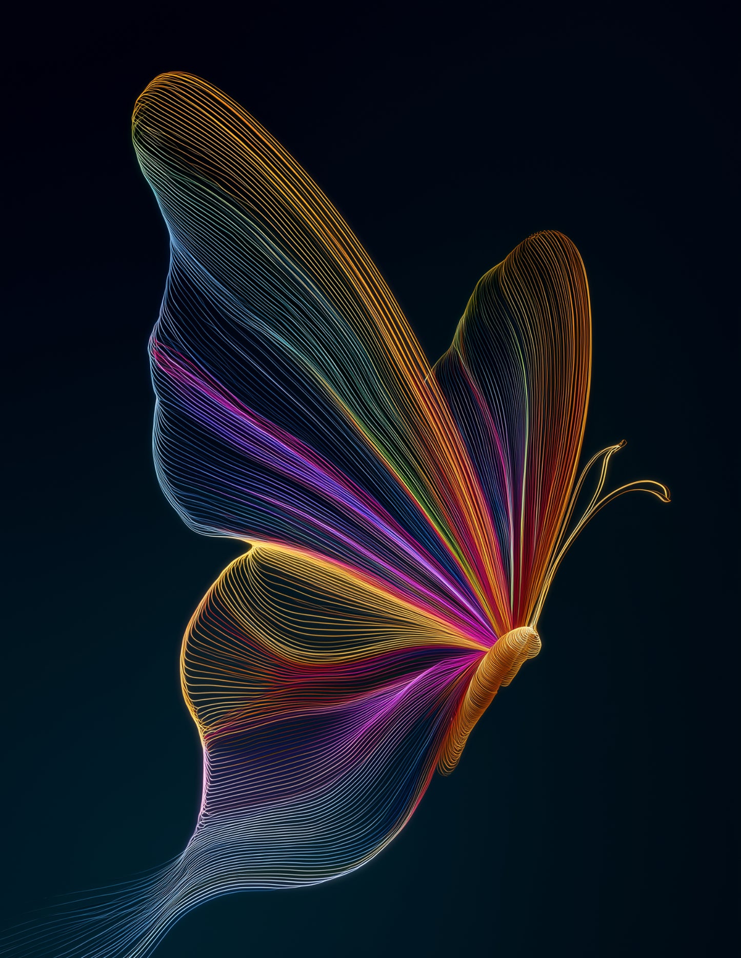 Butterfly — Chromatic Filament Art, Vibrant Palette Digital Wall Art, 3 Sizes Included, Living Room Decor