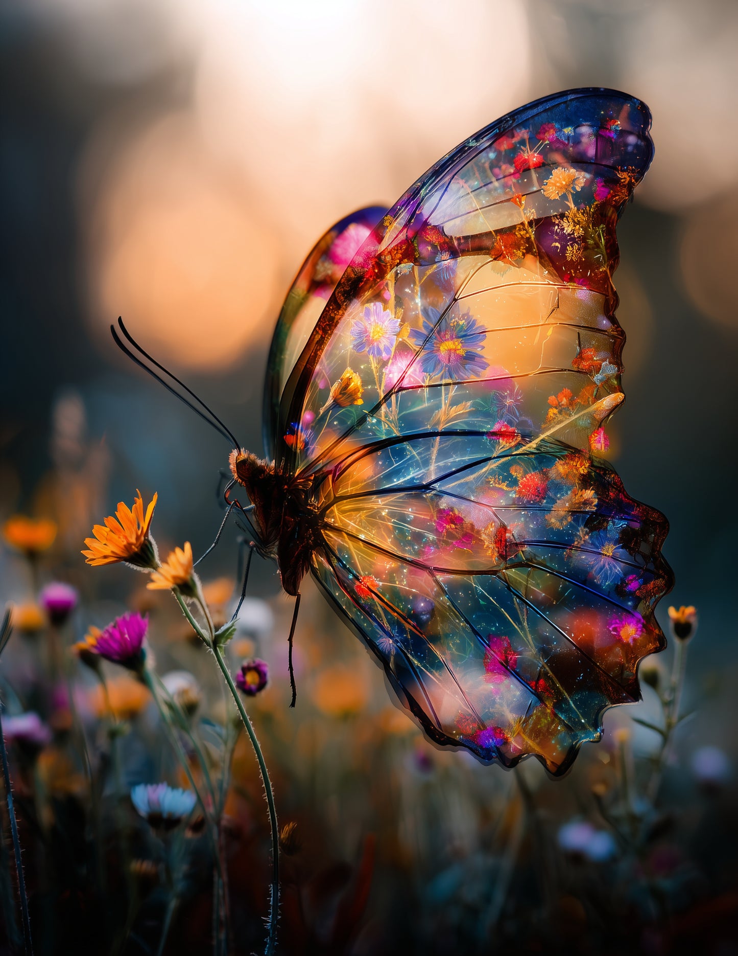 Butterfly — Double Exposure Art, Soft Gradients Digital Wall Art, 3 Sizes Included, Living Room Decor