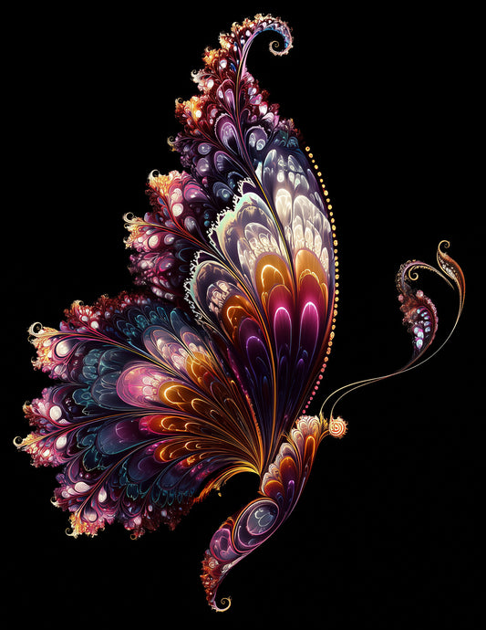 Butterfly — Fractal Filigree Art, Coral Serene Digital Wall Art, 3 Sizes Included, Living Room Decor