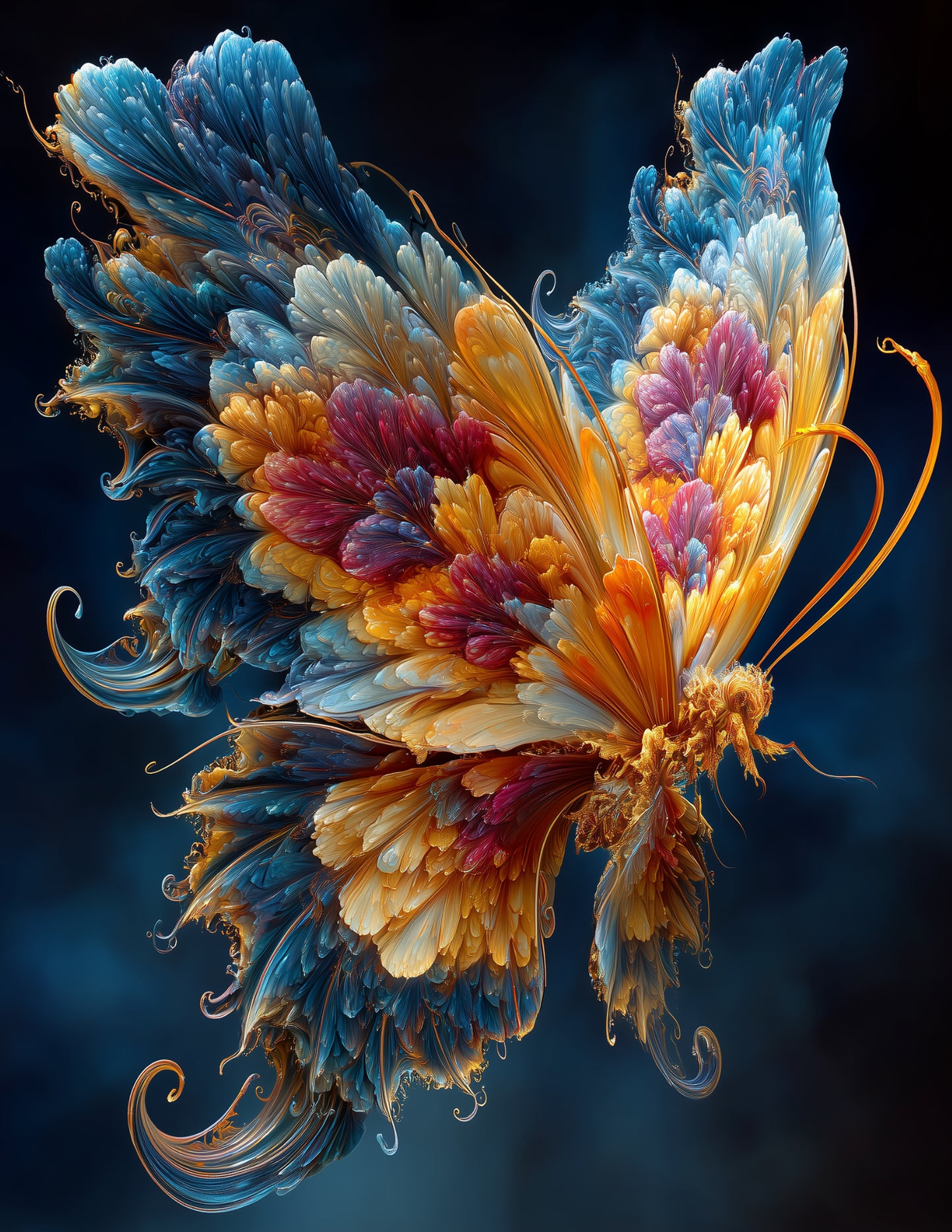 Butterfly — Fractal Filigree Art, Sunset Dreamy Digital Wall Art, 3 Sizes Included, Living Room Decor