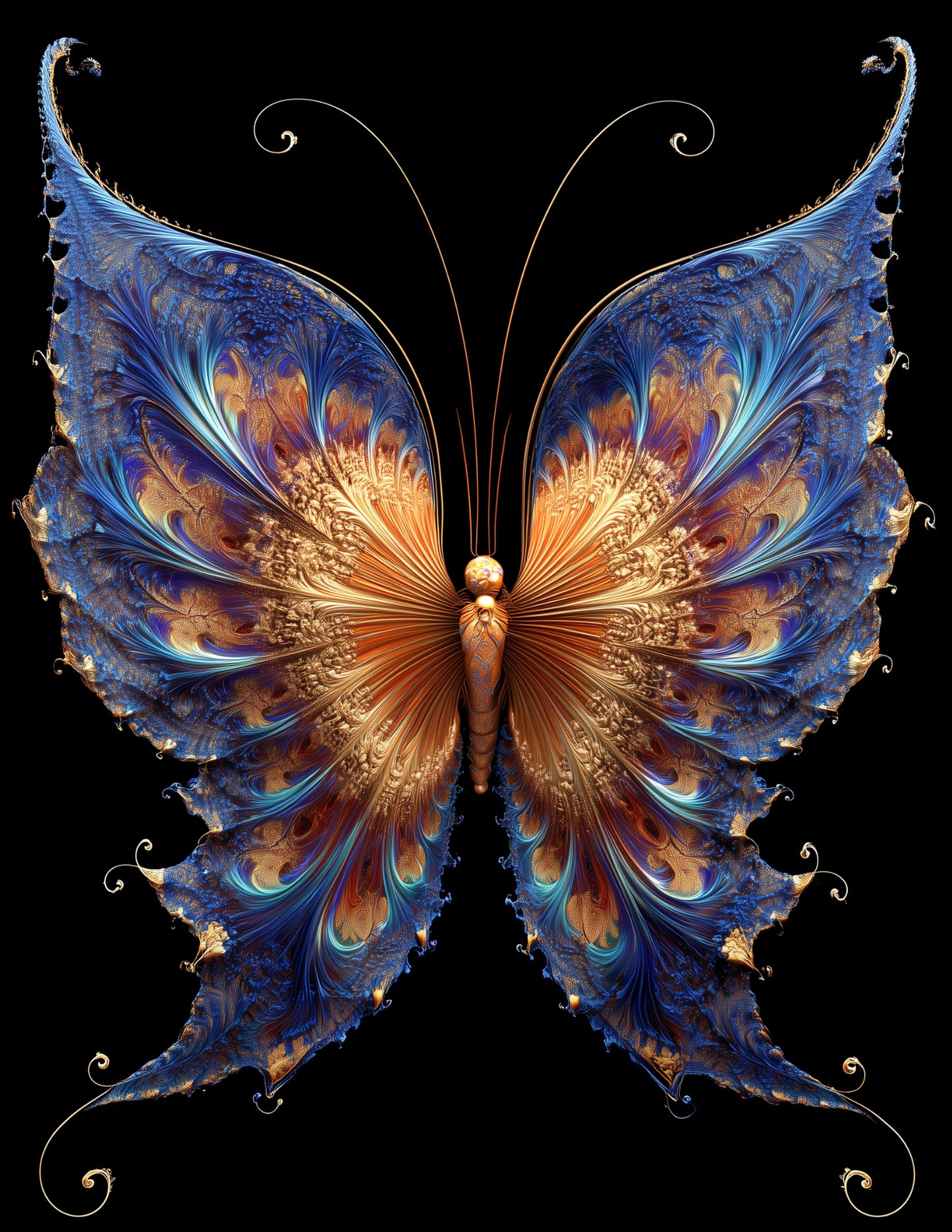 Butterfly — Fractal Filigree Art, Sunset Soft Digital Wall Art, 3 Sizes Included, Living Room Decor