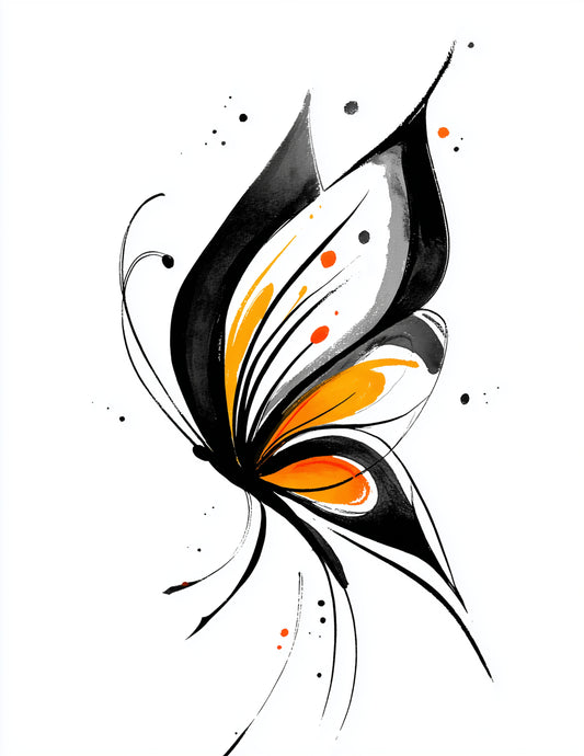 Butterfly — Inkflow Art, Amber Texture Digital Wall Art, 3 Sizes Included, Living Room Decor