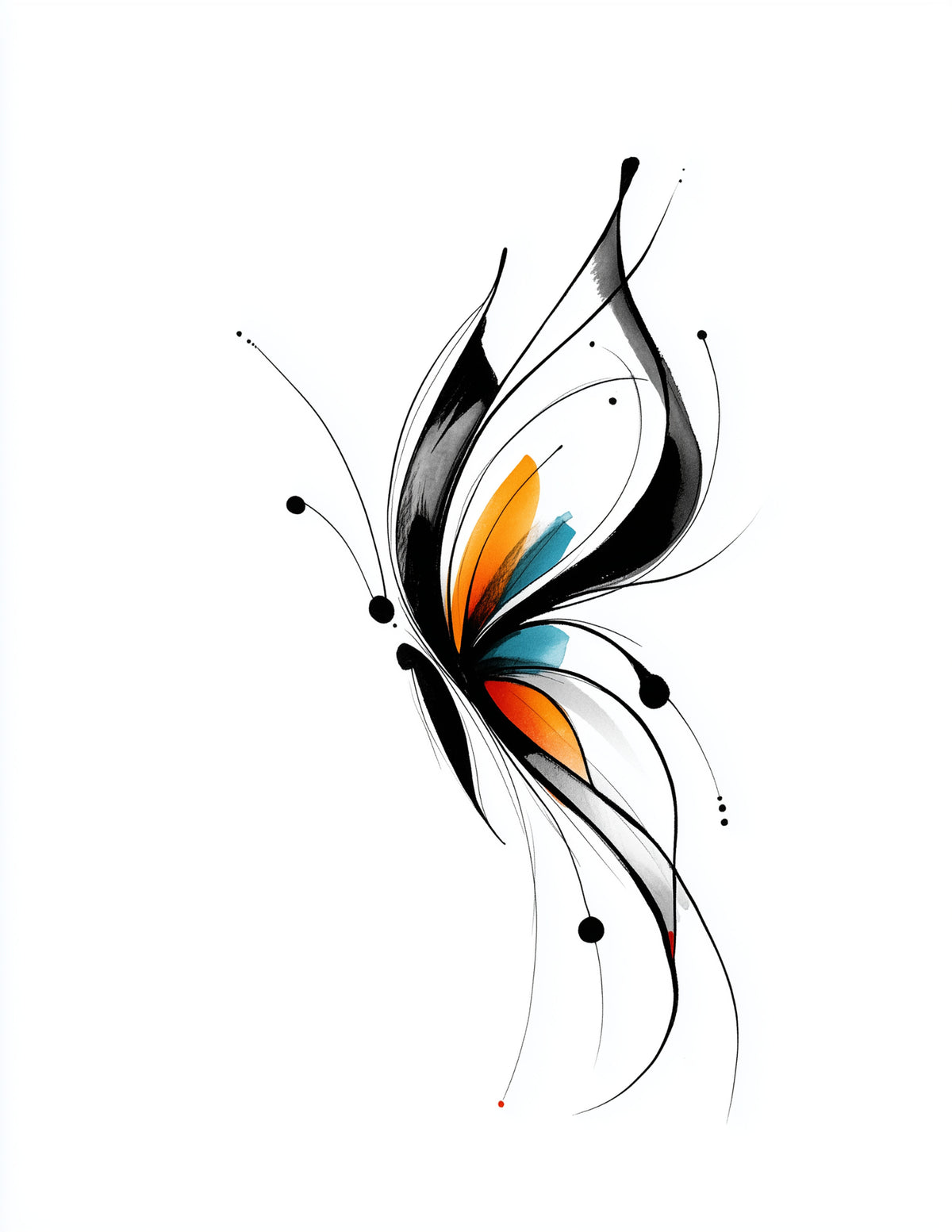 Butterfly — Inkflow Art, Bold Contrast Digital Wall Art, 3 Sizes Included, Living Room Decor
