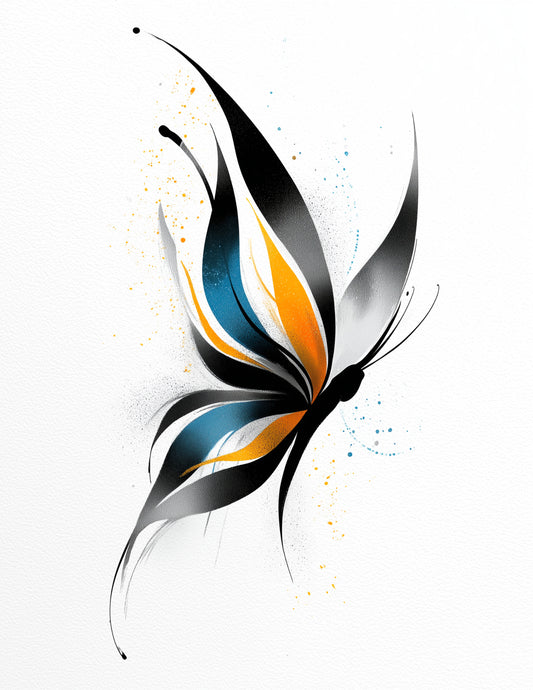 Butterfly — Inkflow Art, Teal Gradients Digital Wall Art, 3 Sizes Included, Living Room Decor
